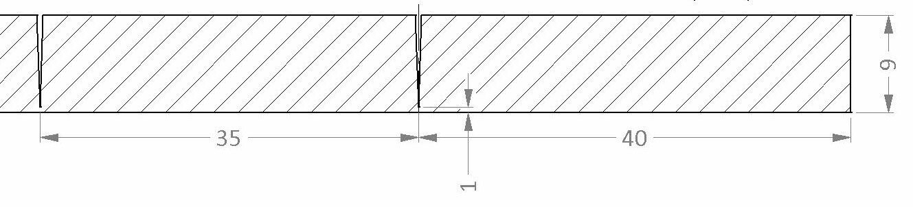 V-Cut für flexible Matten 0 Grad unsichtbar-15mm