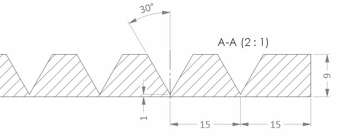 V-Cut für flexible Matten 30 Grad-15mm