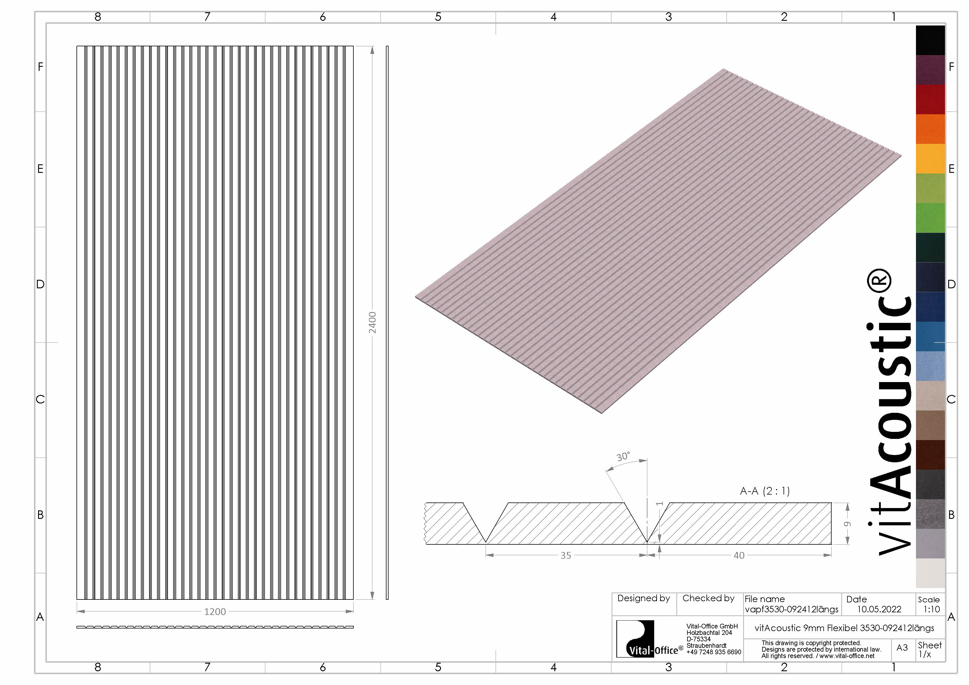 V-Cut Richtung längs