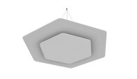 vitAcoustic Deckensegel, doppellagig, HEXAGON mit Beleuchtung (optional) DUO d=1000+618 PM830 Stone