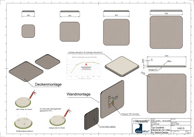 vitAcoustic elements in verschiedenen Größen und Formen - A-Klasse Absorber für Wand und Decke
