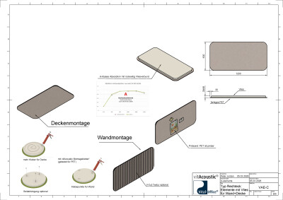 vitAcoustic elements in verschiedenen Größen und Formen - A-Klasse Absorber für Wand und Decke