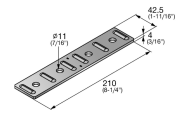 Halfenschiene Schienenverbinder MT-CT-H4 210x42.5x4mm (Loch D11mm) mit 4x Schraube M6x20 + 8x U-Scheiben d24/8mm + 4x Mutter M6
